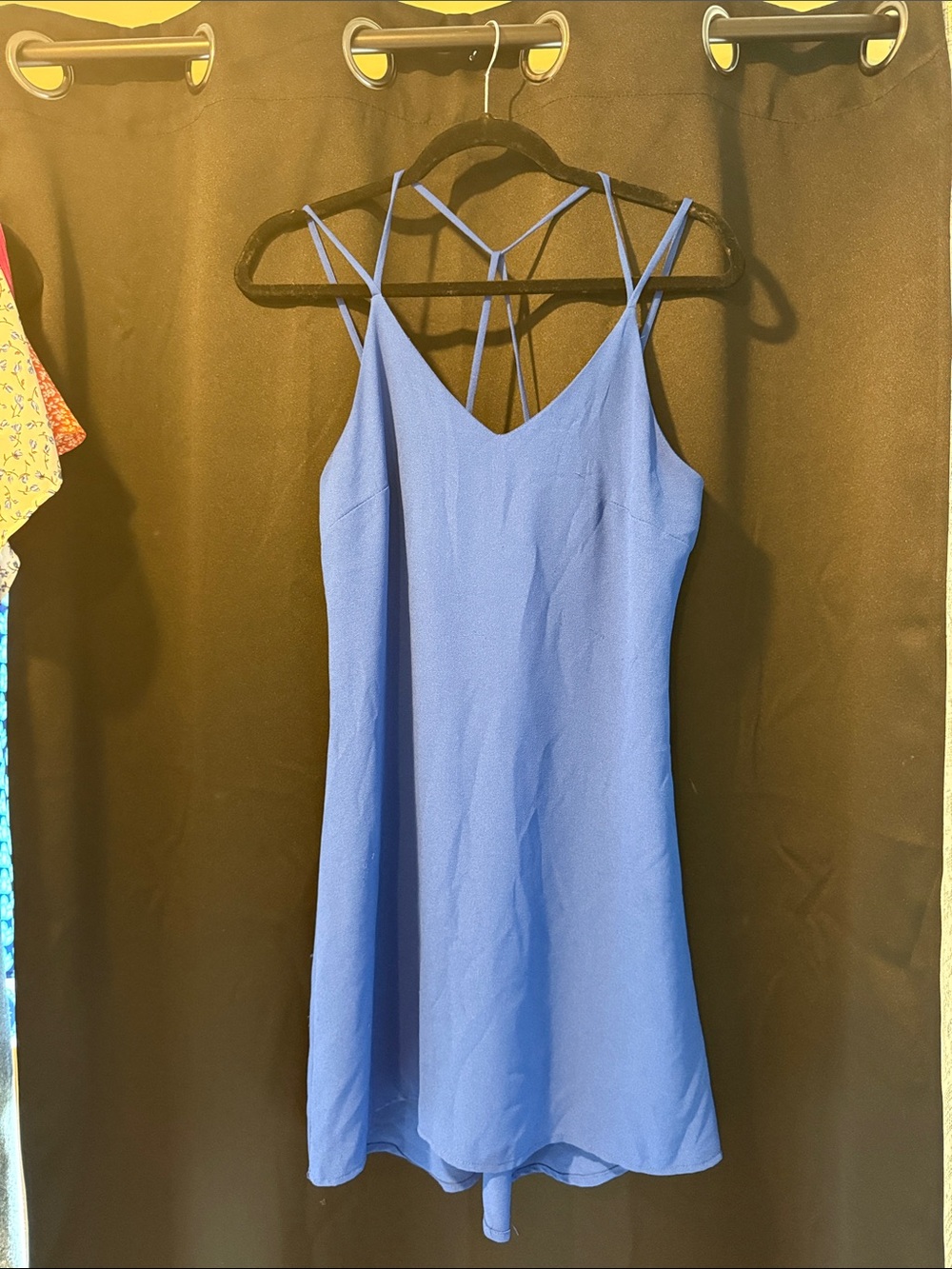 Strappy V-Neck Blue Slip Dress